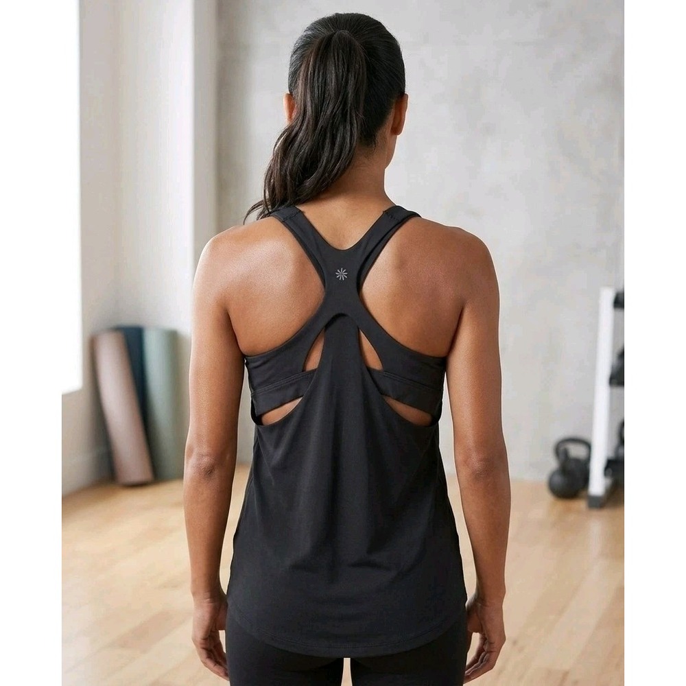 Athleta 2-in-1 Ultimate Support Tank Top Medium Black Built-In Sports Bra Active